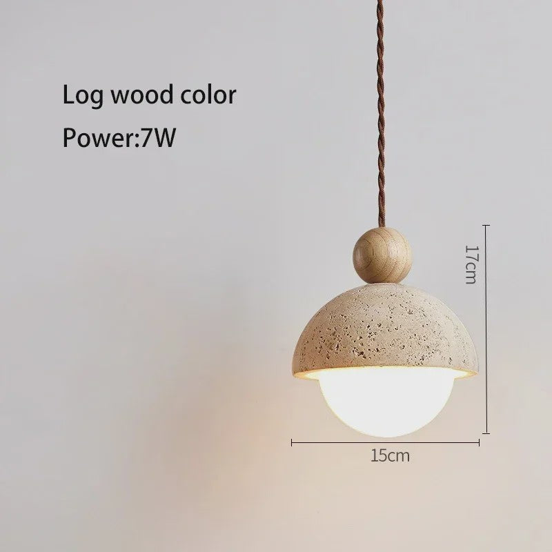 Natuurstenen Hanglamp Geel Travertin - Sfeervolle Verlichting voor Woonkamer, Slaapkamer & Restaurant