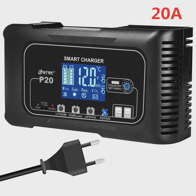 HTRC Slimme Acculader 12V/24V - Automatisch Laden & Reparatie voor Auto, Motor, LiFePO4, AGM