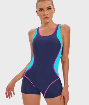 Sportief Patchwork Badpak met Broekje - Plus Size Dames