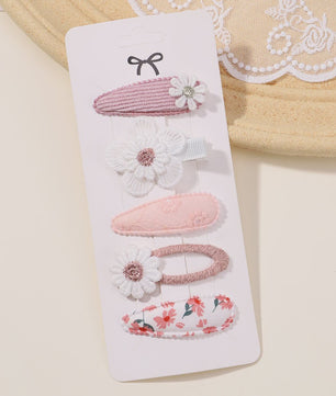 Set van 5 Schattige Baby Haarclipjes voor Meisjes met Bloemen en Leuke Designs