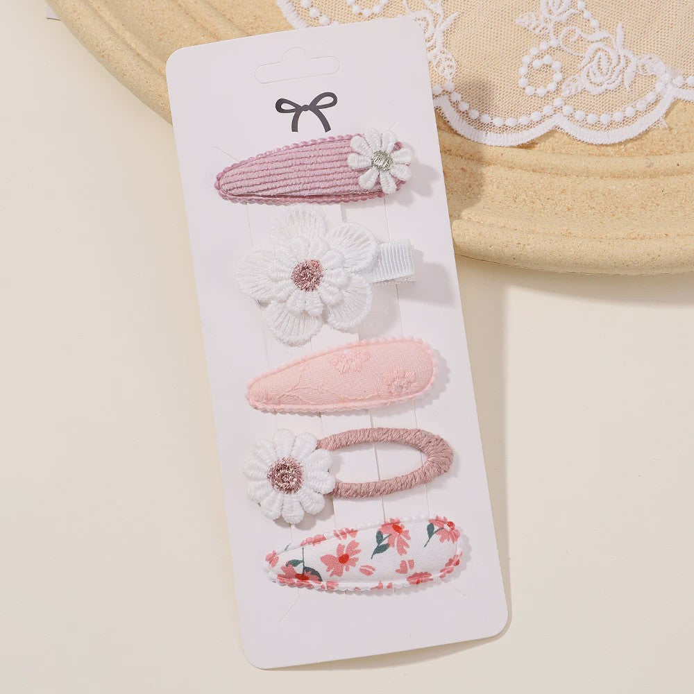 Set van 5 Schattige Baby Haarclipjes voor Meisjes met Bloemen en Leuke Designs