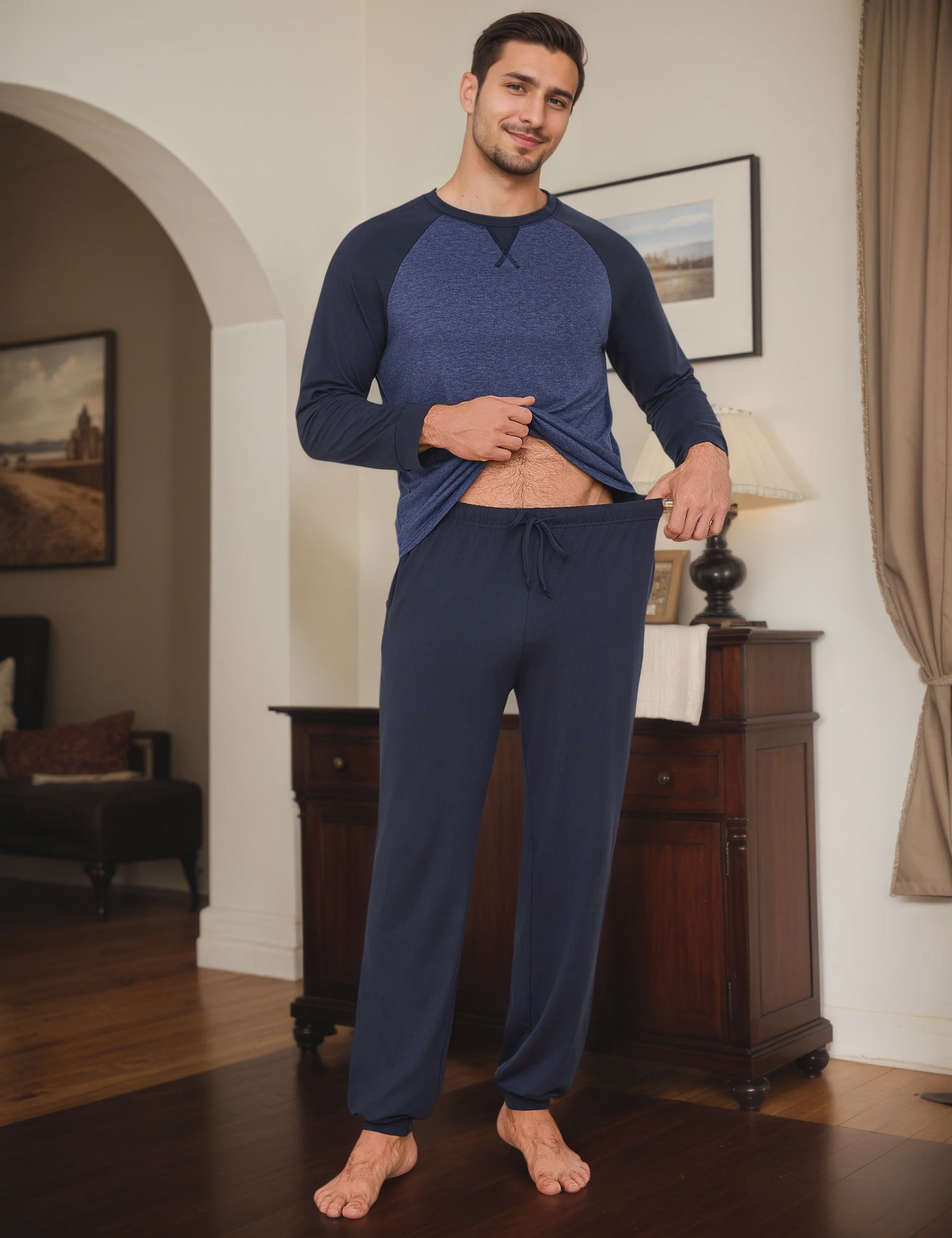 Herenset Katoenen Pyjama Lange Mouw - Comfortabel & Ademend Loungewear