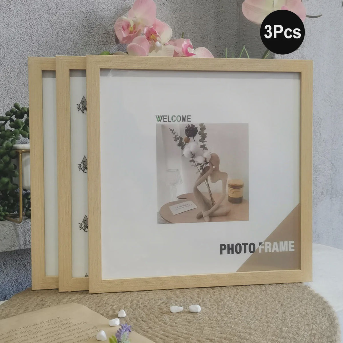 Set van 3 Houten Vierkante Fotolijsten - Wanddecoratie & Desktop - 20x20cm & 30x30cm