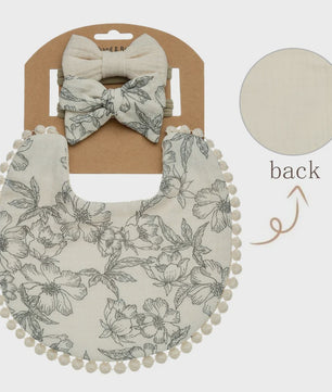 Babyset: 3x Babyluiers met Strik Haarbandjes - Bloemenprint & Pompons