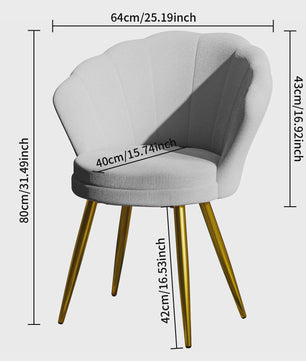 Comfortabele Fluwele Schelpstoel met Gouden Metalen Poten - Stijlvolle Accentstoel voor Woonkamer & Slaapkamer