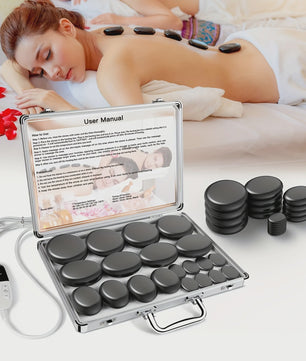 Hot Stone Massage Set met Verwarmer - Verstelbare Temperatuur & Timer - Draagbaar