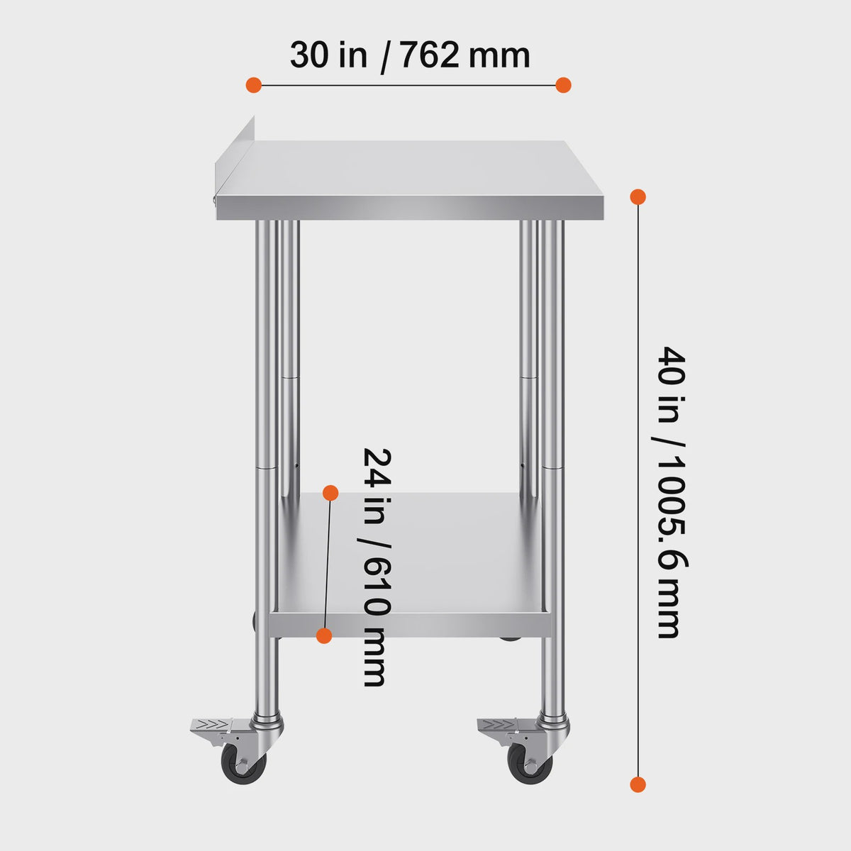 RVS Werktafel met Wielen - 24x60 inch - Zwaar Uitvoering - Professioneel & Thuisgebruik
