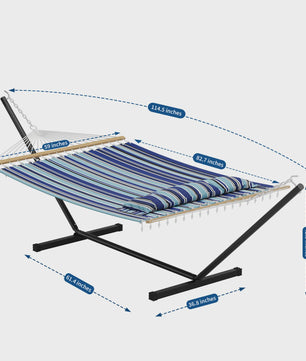 Dubbele Hangmat met Standaard - Ruim, Comfortabel & Draagbaar voor 2 Personen