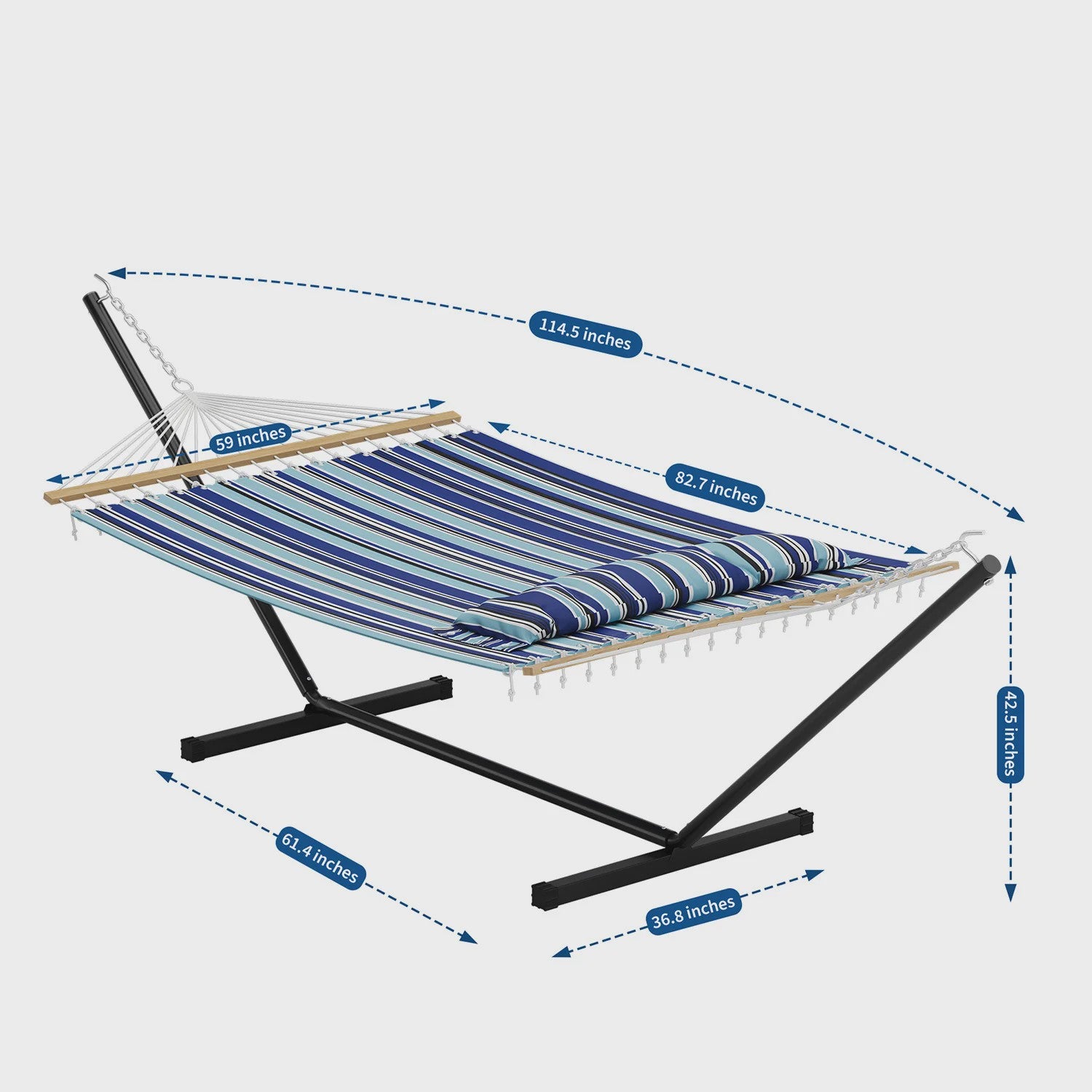 Dubbele Hangmat met Standaard - Ruim, Comfortabel & Draagbaar voor 2 Personen