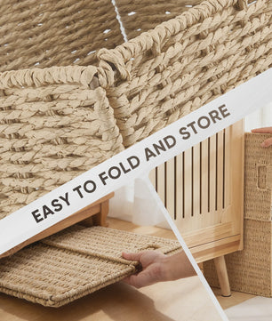 Weaving Storage Basket -4 Sets,Storage Basket Desktop Toy Cosmetics Storage Box Home Foldable Drawer Entrance Imitation