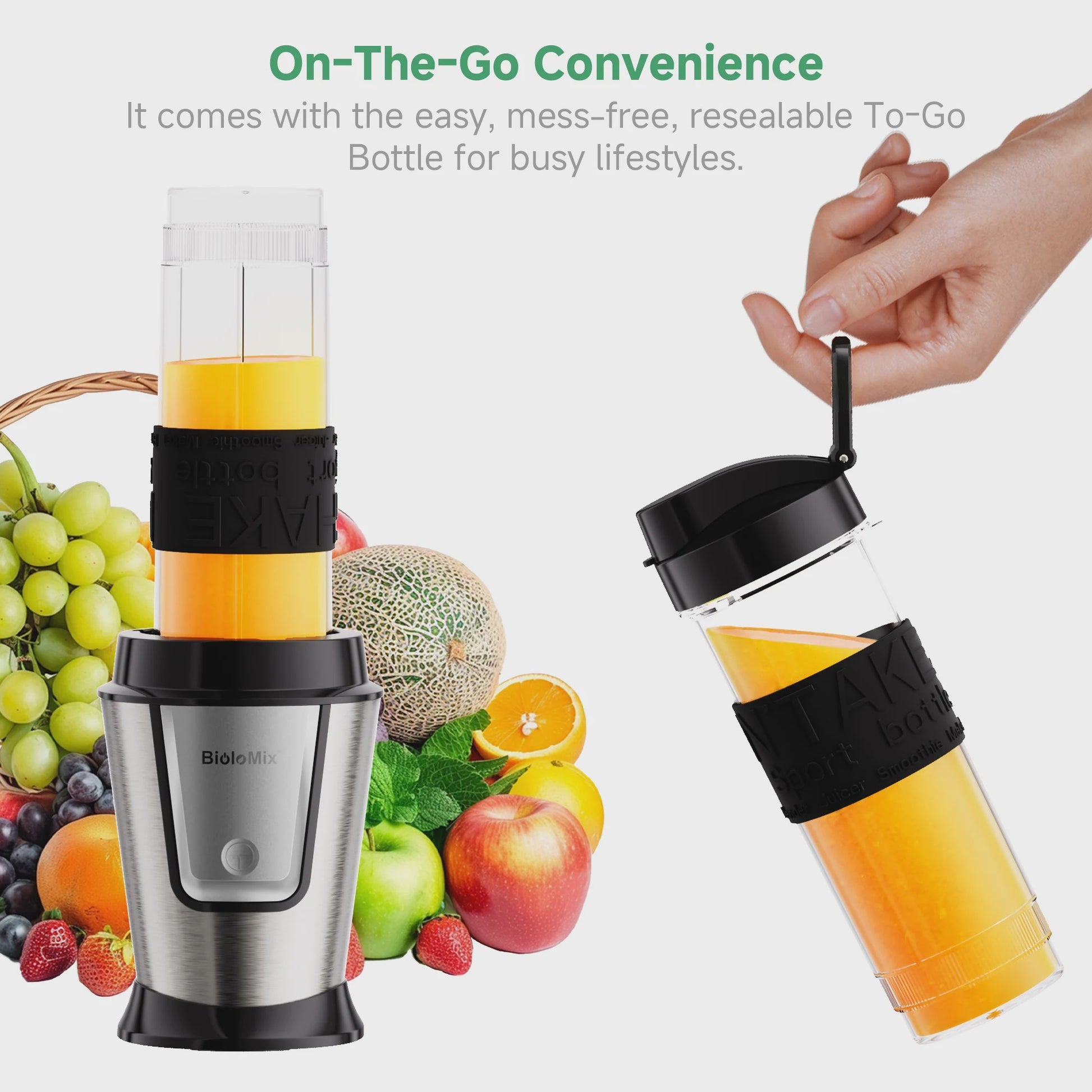 BioloMix 700W Compacte Keuken Blender: 3-in-1 Juicer, Food Processor & Grinder