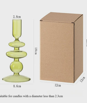 Nordic Glazen Kandelaar met Bubbel Design - Transparant Gekleurd