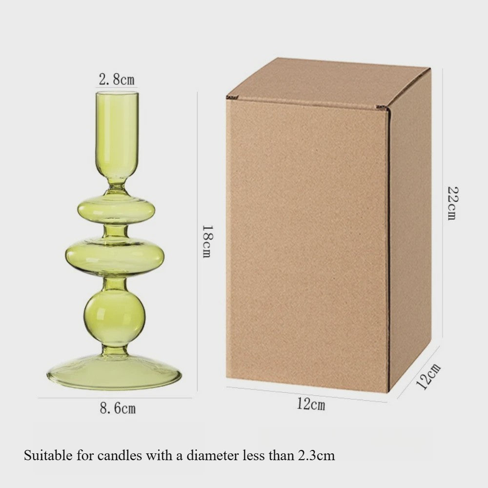 Nordic Glazen Kandelaar met Bubbel Design - Transparant Gekleurd