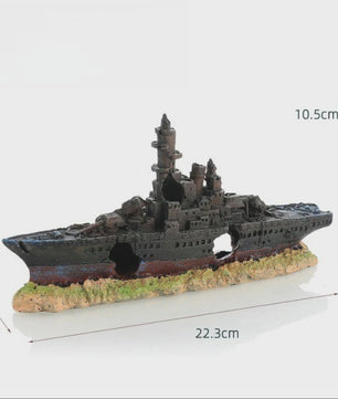 Uniek Scheepswrak Aquarium Decoratie - Verzonken Piratenschip Vistank Ornament