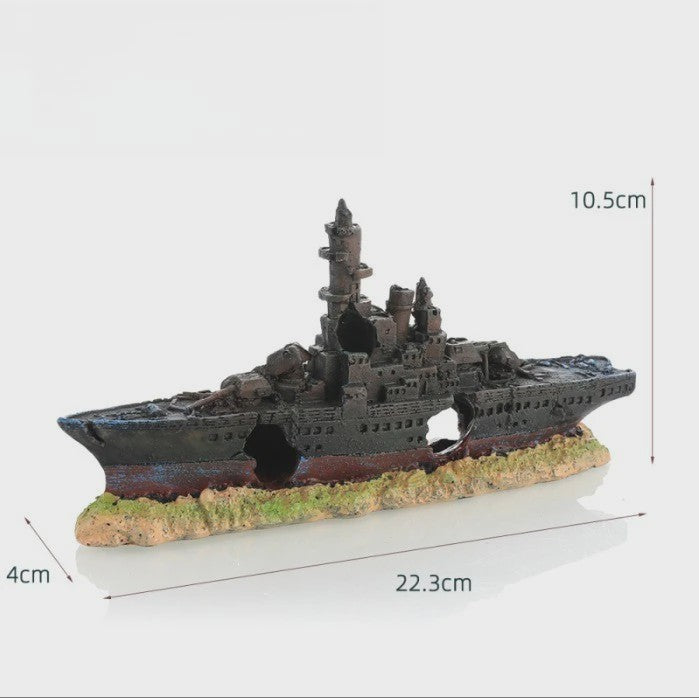 Uniek Scheepswrak Aquarium Decoratie - Verzonken Piratenschip Vistank Ornament