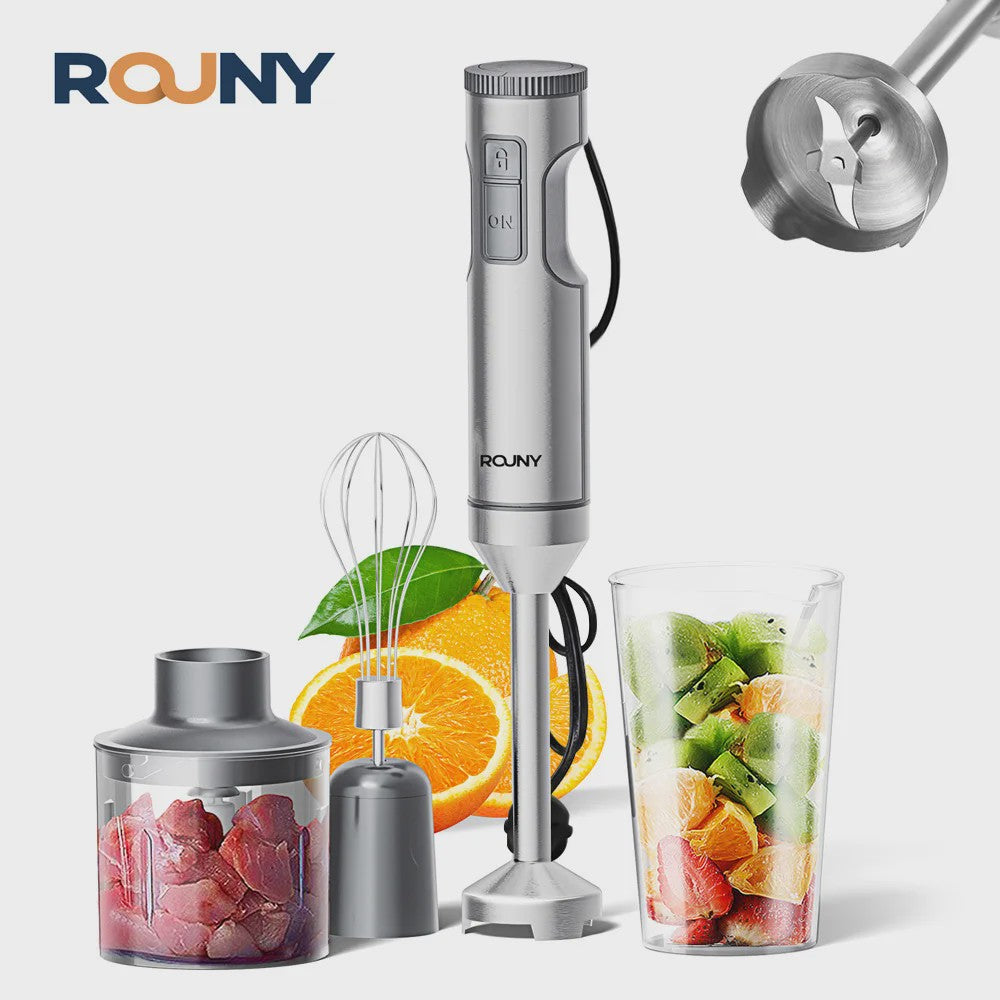 Krachtige 1200W Handmixer - 4-in-1 RVS Staafmixer met Hakker, Garde & Maatbeker