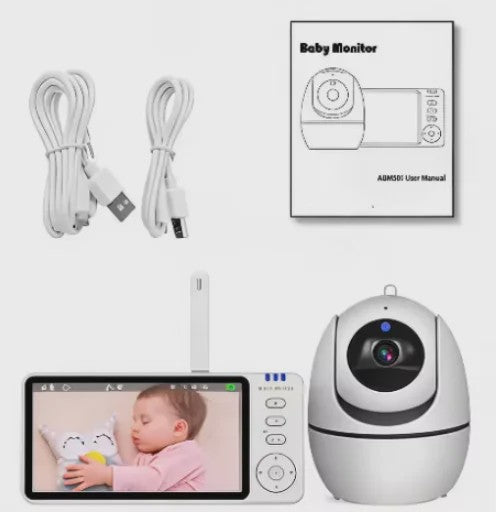 5 Inch Video Babyfoon met Camera, Temperatuursensor, Nachtmodus en Tweeweg Audio