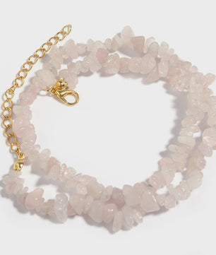 Unieke Natuursteen Choker Ketting - Onregelmatige Kristal & Aquamarijn Chips