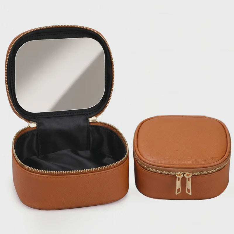 Draagbare Make-up Tas met Spiegel - Waterdicht & Compact