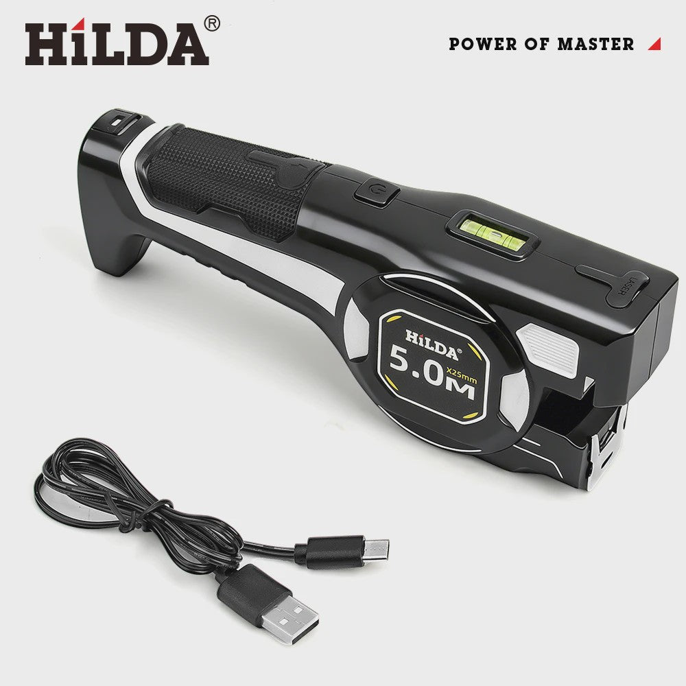 HILDA 2-in-1 Laser Rolbandmaat met Groene Laser & Automatische Vergrendeling - Oplaadbaar