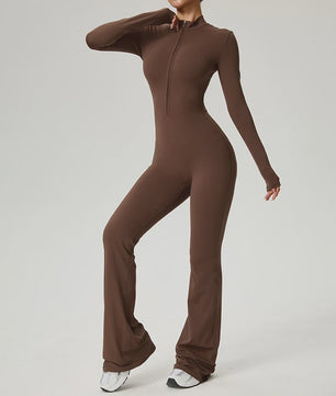 Dames Fitness Jumpsuit met Rits en Lange Mouwen - Perfect voor Yoga, Gym & Workout