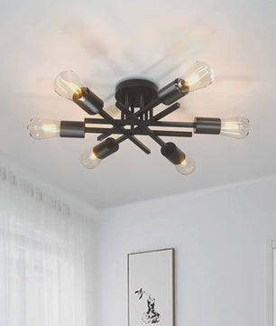 Moderne Sputnik Plafondlamp Chandelier Zwart - Stijlvol Dichtbij Plafond