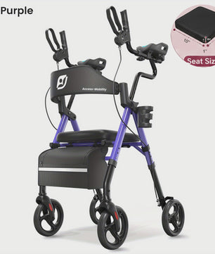 Staande Rollator Walker met PU Zadel en Rugleuning - Opvouwbaar voor Senioren