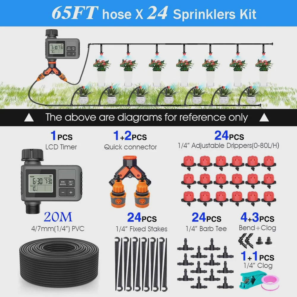 Automatisch Tuin Bewateringssysteem met LCD Timer & Instelbare Sproeiers (30-5m)