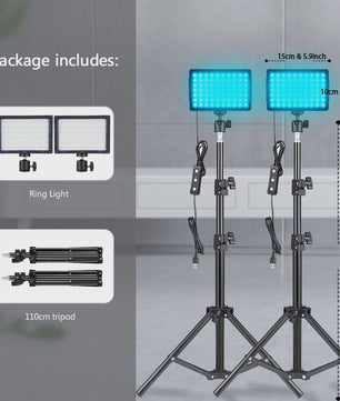 LED Video Light Panel Kit met Statief & RGB Filters - Professionele Fotografie & Streaming