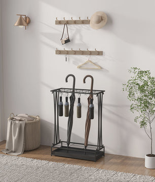 Stijlvolle Paraplustandaard met 24 Haken en Afneembare Drip Tray
