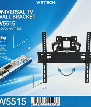 WETECH W5515 TV Muurbeugel: Volledig Beweegbaar voor 26-55 Inch TV's, 25kg Draagkracht, Kantelbaar & VESA Compatibel