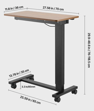 Mobiele Bedtafel met Zwenkwielen - In Hoogte & Hoek Verstelbaar Laptop Bureau