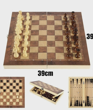 3-in-1 Bordspel Set: Schaak, Dammen & Backgammon - Entertainment voor Thuis en Reizen