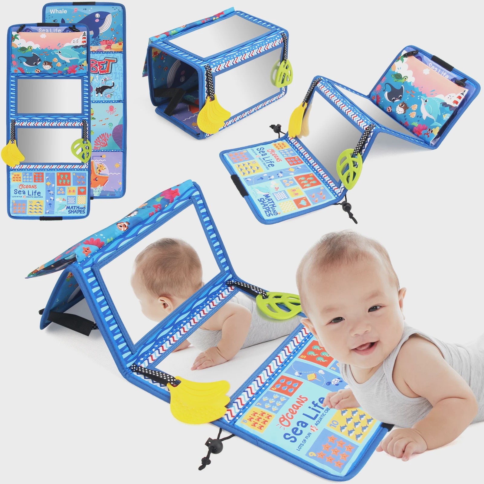 Interactief Baby Stoffen Boek met Spiegel - Educatief Montessori Speelgoed
