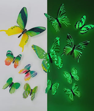 12x 3D Lichtgevende Vlinder Muurstickers - Decoratie voor Huis & Feest
