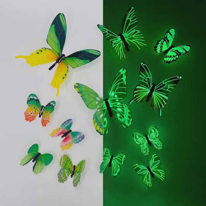12x 3D Lichtgevende Vlinder Muurstickers - Decoratie voor Huis & Feest