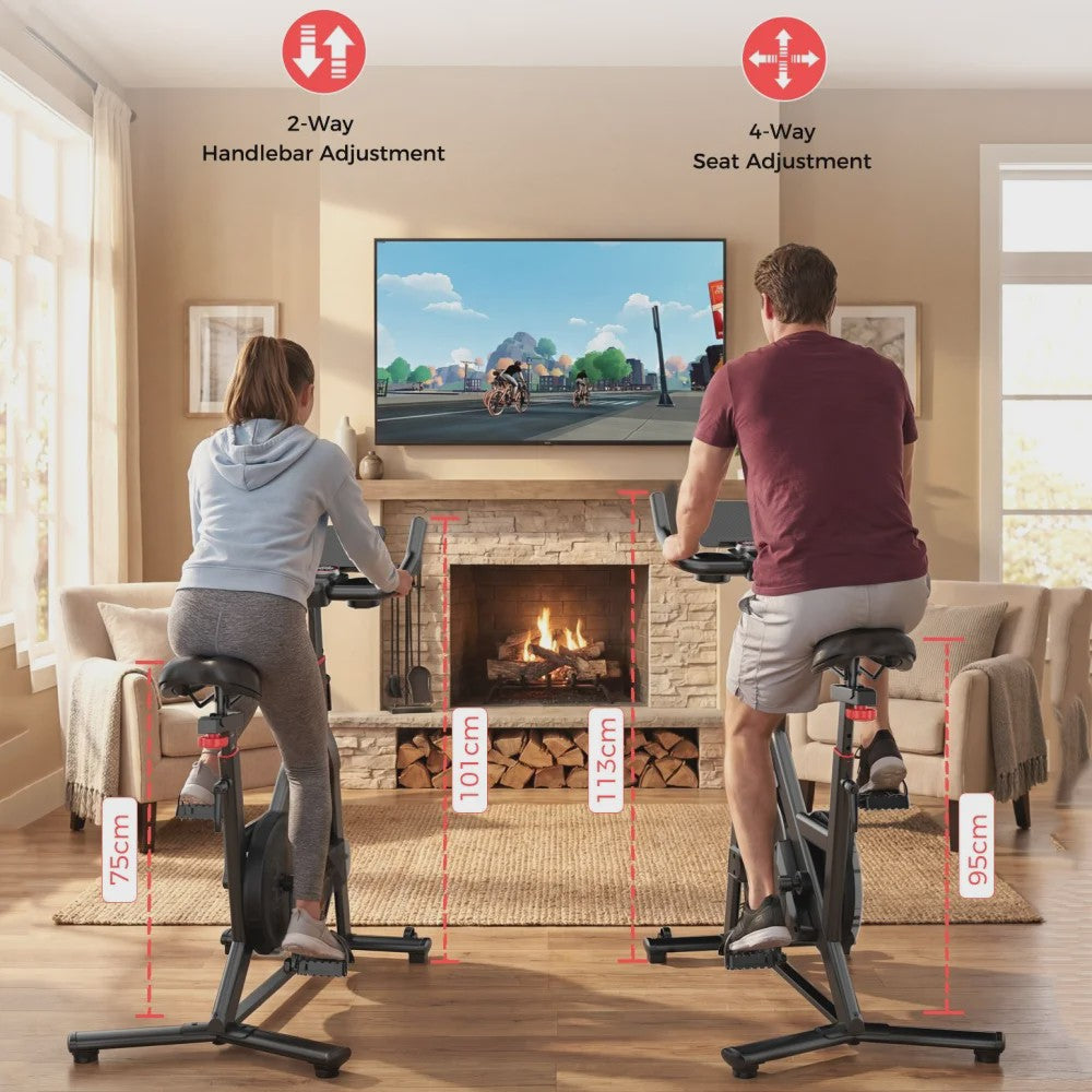 Indoor Hometrainer Fiets met 32 Weerstandsniveaus, LCD Scherm & Tablethouder