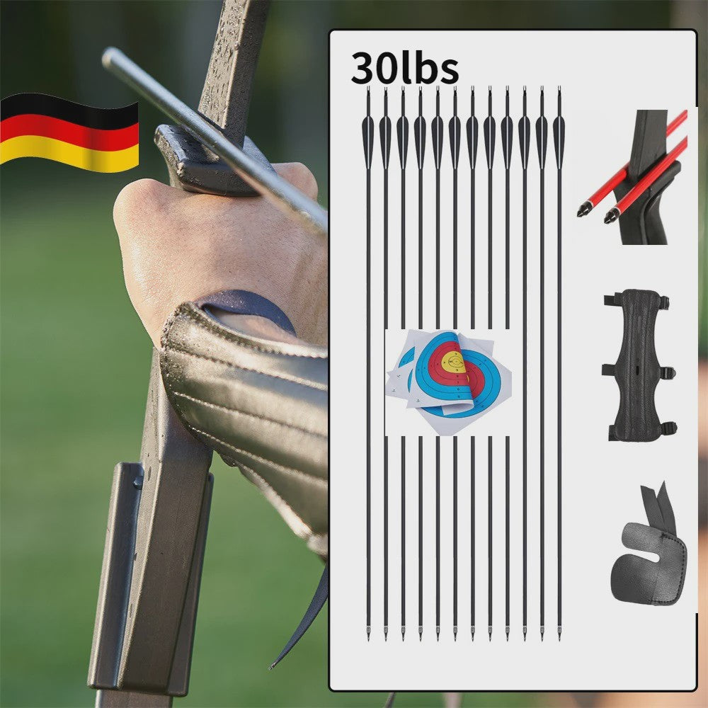 Recurve Boog Set voor Beginners: 20-40 LBS Boog, Pijlen, Armbeschermer & Vingerbeschermer