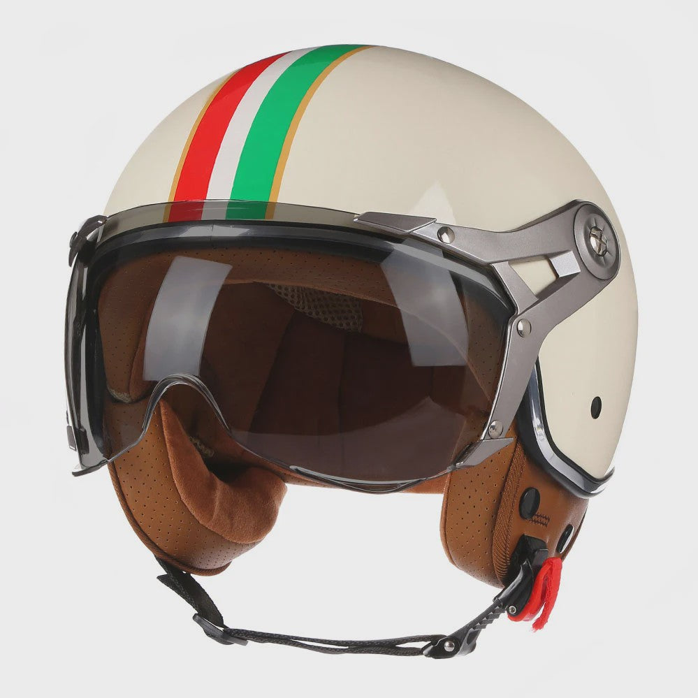 Retro Open Face Motorhelm 3/4 Vintage Chopper Scooter Helm - DOT Goedgekeurd
