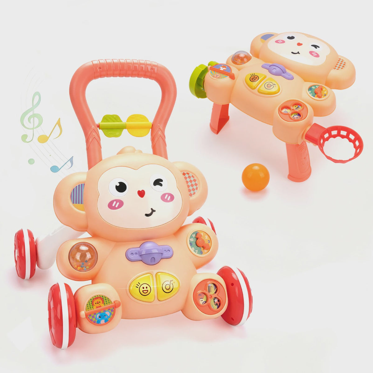 Multifunctionele Loopwagen met Muziek en Tekenbord voor Baby's (12M+)