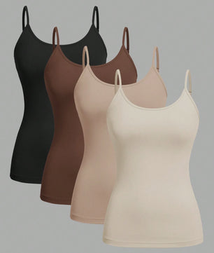 Set van 4 Dames Camisoles - Basic Tanktops Zomer Mouwloos