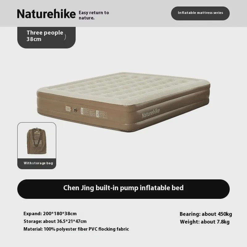 Naturehike Luchtbed 38cm Zelfopblazend met Ingebouwde Pomp - Comfortabel Kampeerbed voor 2-3 Personen