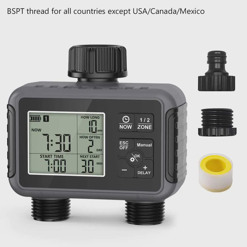 Insoma Slimme Sproeitimer 2-Zone - Automatische Tuinirrigatie met IPX5 Waterdichtheid