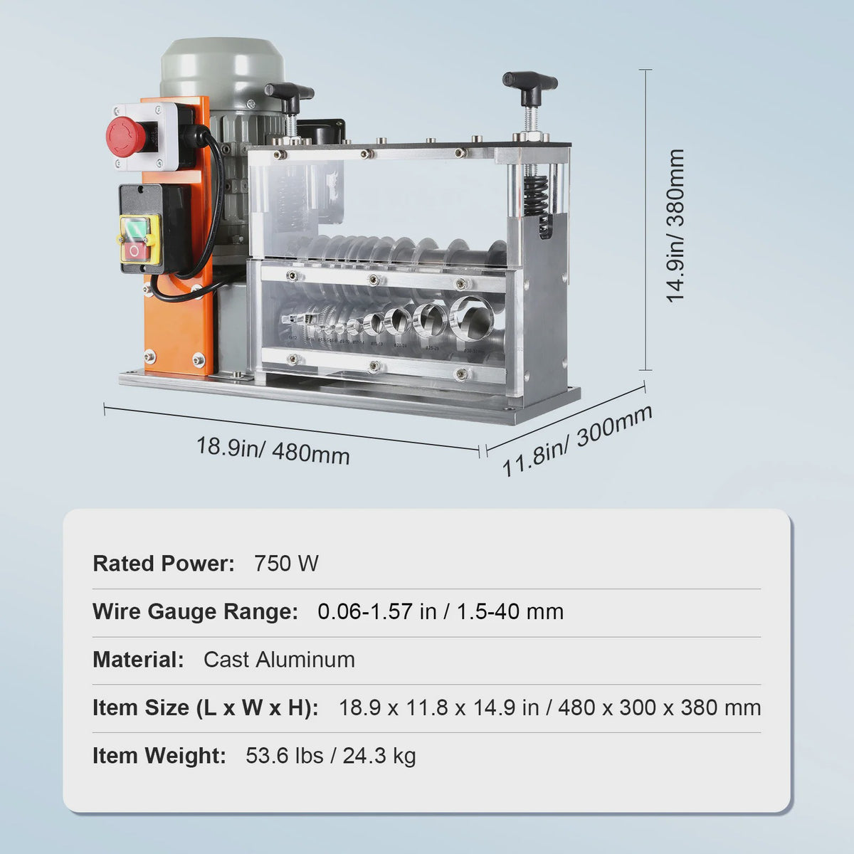 Professionele Elektrische Kabelstripper - 750W, 1.5-32mm, 10 Kanalen voor Koper Recycling