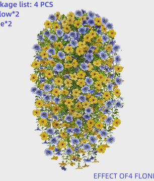 4x Kunst Hangplant - Realistische Nepbloemen met Kleurrijke Bloemen voor Binnen & Buiten Zomer Decoratie