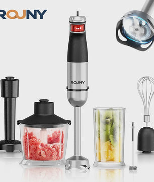 ROUNY 1500W Staafmixer Set 6-in-1 met RVS Staaf, Hakker, Garde & Maatbeker