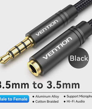 Vention 3.5mm AUX Verlengsnoer - Stereo Audio Kabel voor Auto, Laptop, PC, TV