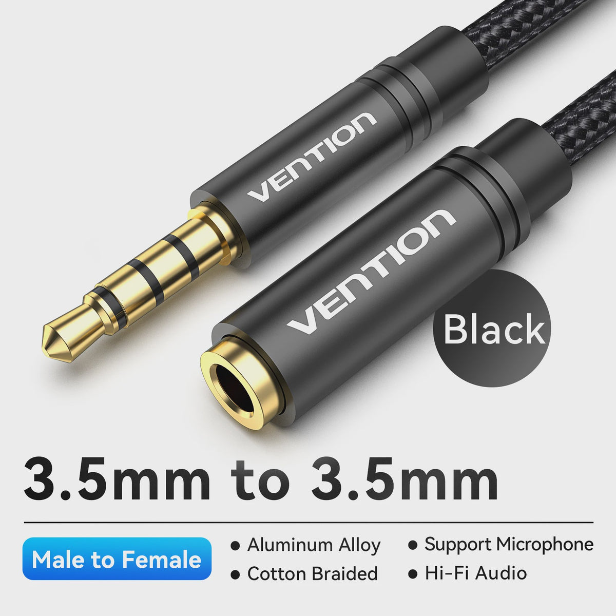Vention 3.5mm AUX Verlengsnoer - Stereo Audio Kabel voor Auto, Laptop, PC, TV