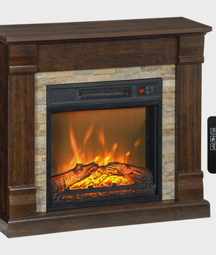 HOMCOM Elektrische Sfeerhaard met Vlam Effect - Donkerbruin 1800W