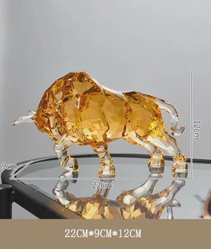 Kristallen Stier Beeldje - Luxe Acryl Ox Sculptuur voor Woonkamer & Kantoor Decoratie